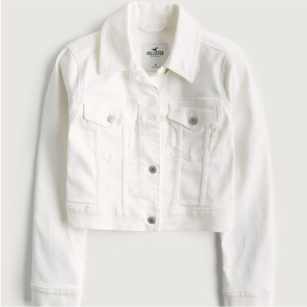 Hollister - White Cropped Denim Jacket